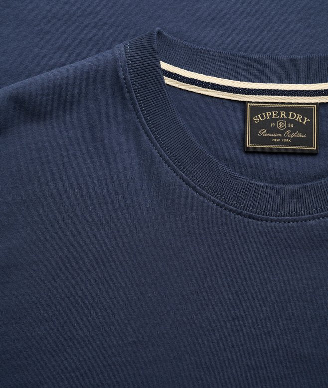 Superdry Essential Serif Logo Embroidered T-Shirt - Standard Navy/Yellow