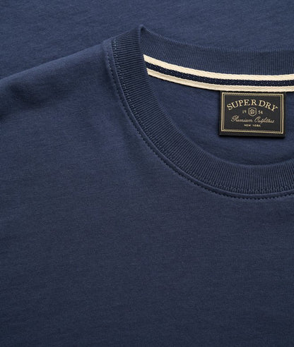 Superdry Essential Serif Logo Embroidered T-Shirt - Standard Navy/Yellow