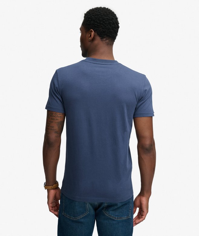 Superdry Essential Serif Logo Embroidered T-Shirt - Standard Navy/Yellow