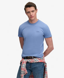 Superdry Essential Stacked Logo Embroidered T-Shirt - Colony Blue/Mid Blue