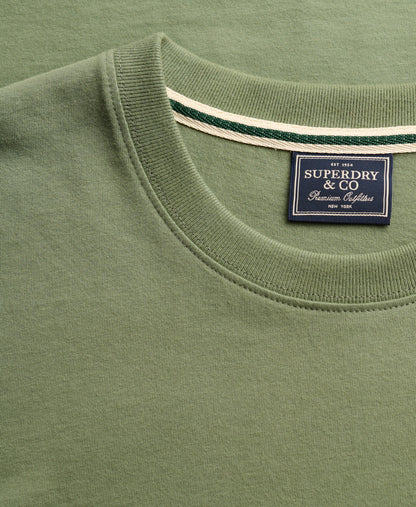 Superdry Essential Serif Logo Embroidered T-Shirt - Laurel Khaki/Chalk