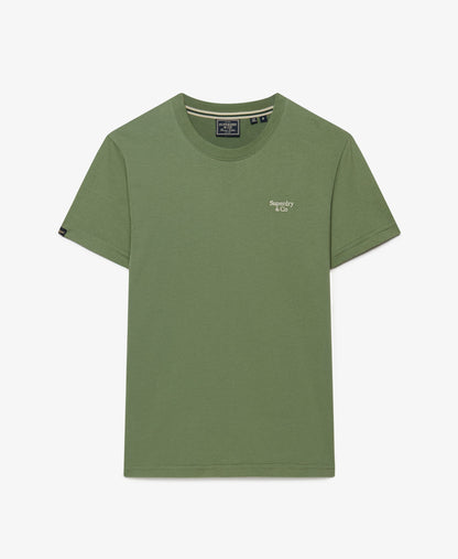Superdry Essential Serif Logo Embroidered T-Shirt - Laurel Khaki/Chalk