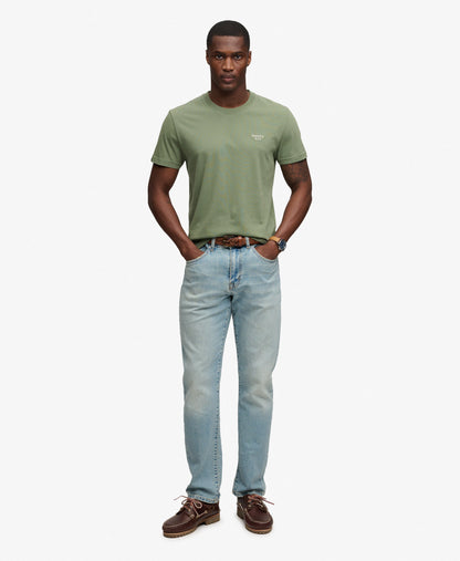 Superdry Essential Serif Logo Embroidered T-Shirt - Laurel Khaki/Chalk