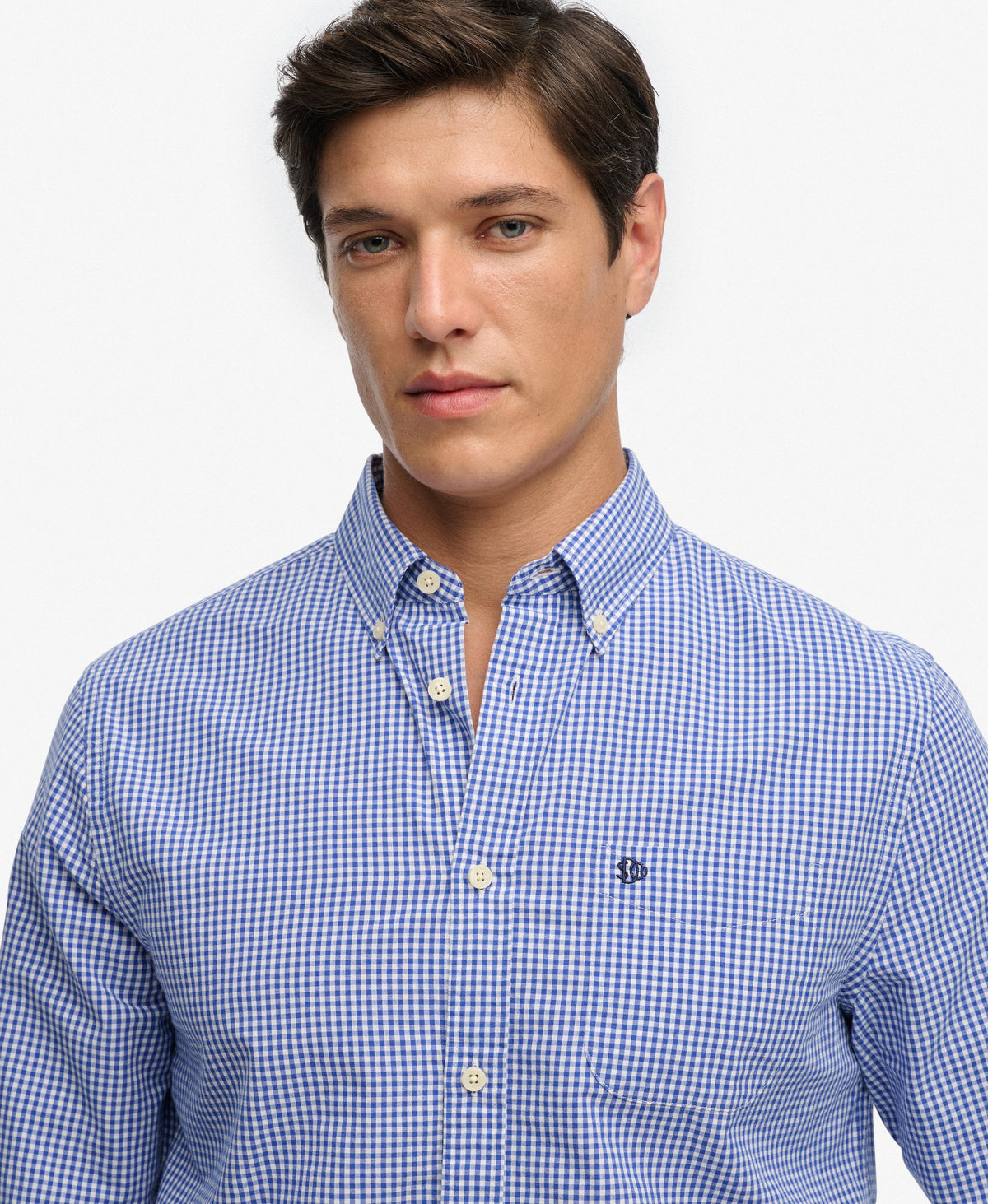 Superdry Preppy Poplin Long Sleeve Shirt - Montauk Navy Gingham