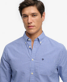 Superdry Preppy Poplin Long Sleeve Shirt - Montauk Navy Gingham