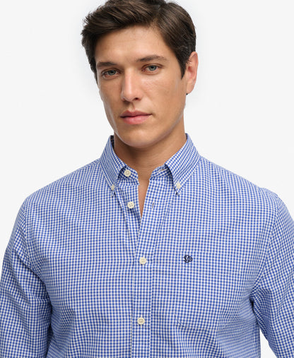 Superdry Preppy Poplin Long Sleeve Shirt - Montauk Navy Gingham