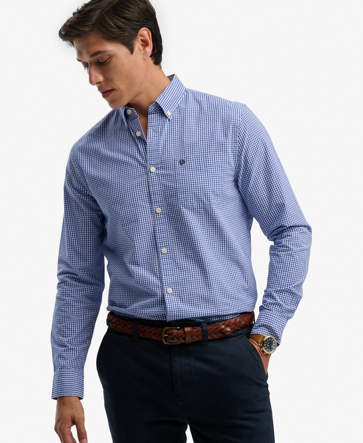 Superdry Preppy Poplin Long Sleeve Shirt - Montauk Navy Gingham