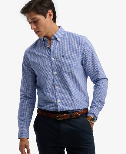 Superdry Preppy Poplin Long Sleeve Shirt - Montauk Navy Gingham