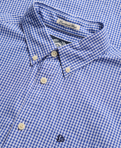 Superdry Preppy Poplin Long Sleeve Shirt - Montauk Navy Gingham