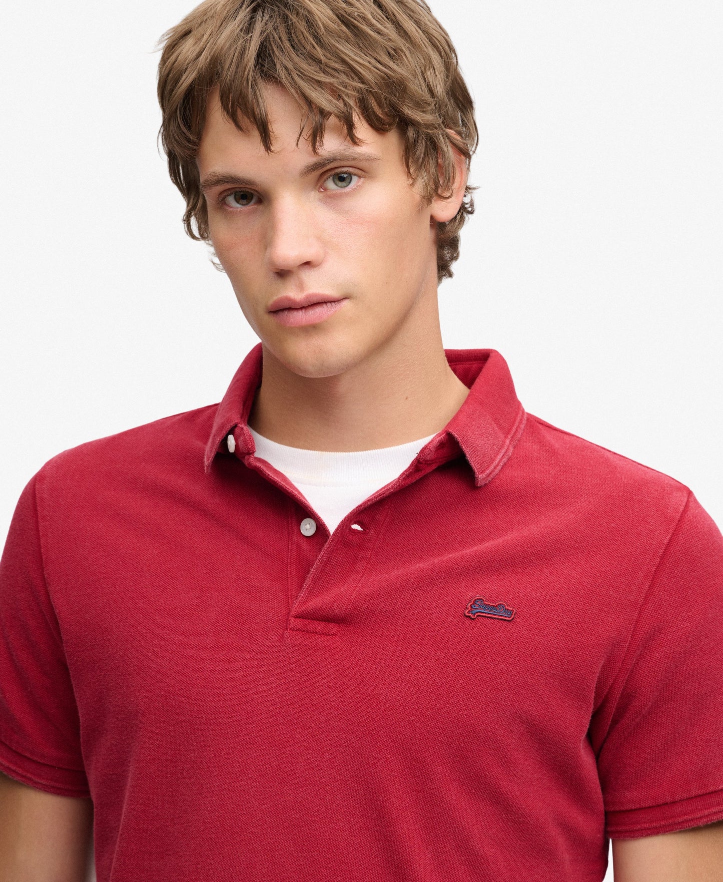 Superdry Pique Classic Polo Shirt - Red Dahlia