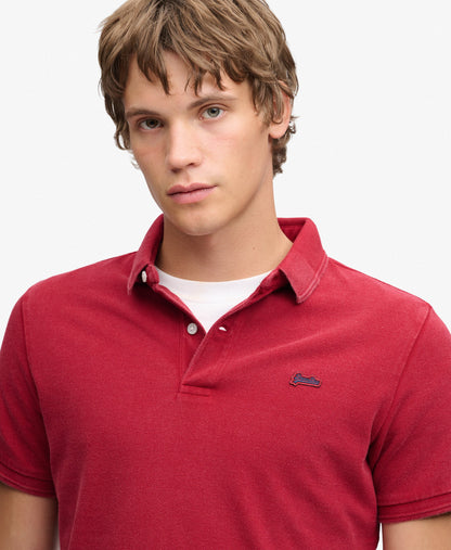 Superdry Pique Classic Polo Shirt - Red Dahlia
