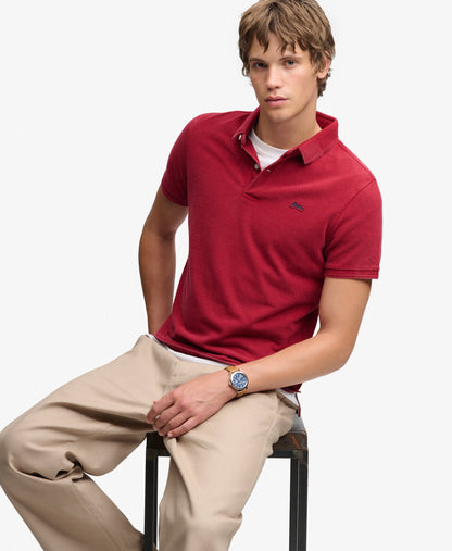 Superdry Pique Classic Polo Shirt - Red Dahlia