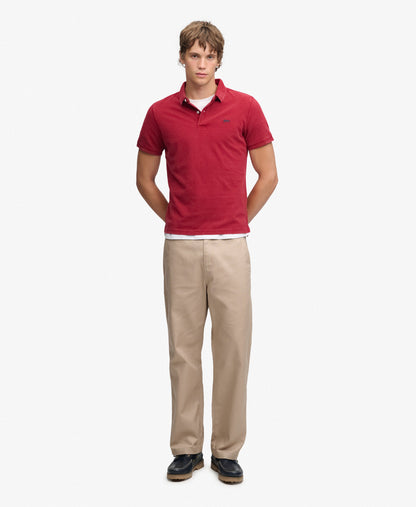 Superdry Pique Classic Polo Shirt - Red Dahlia