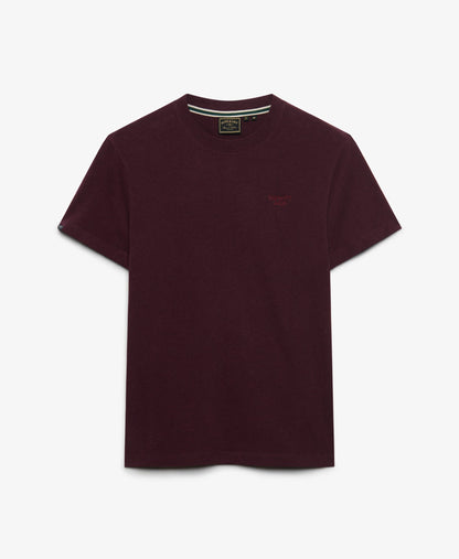 Superdry Essential Serif Logo Embroidered T-Shirt - Tawny Port/Marl Port
