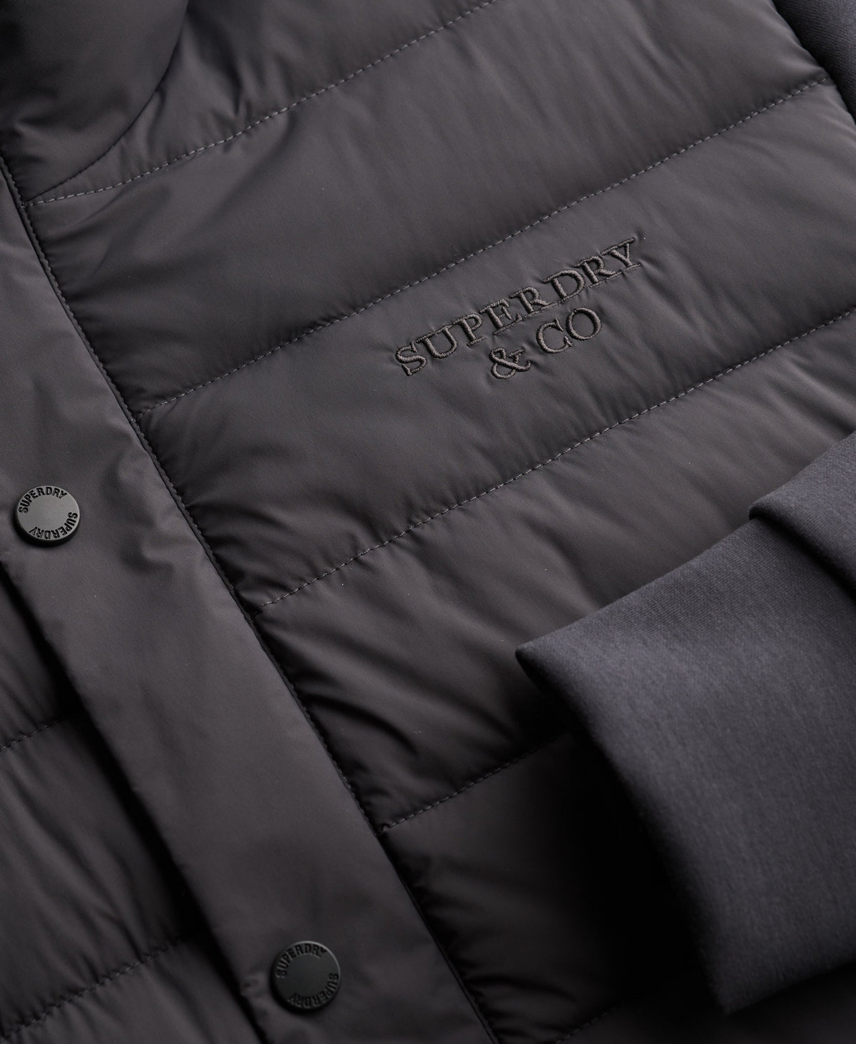 Superdry Interlock Hybrid Jacket - Charcoal
