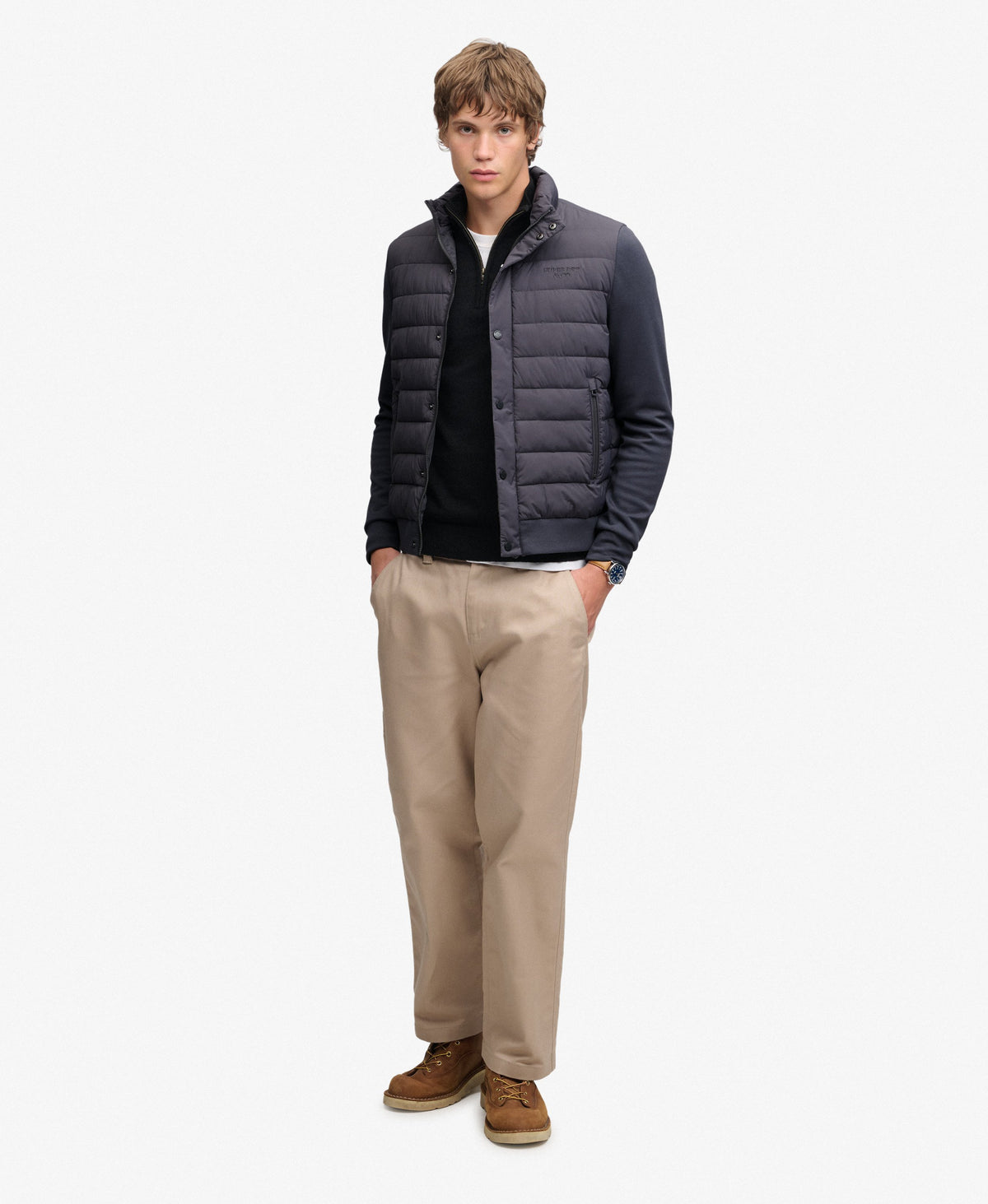 Superdry Interlock Hybrid Jacket - Charcoal
