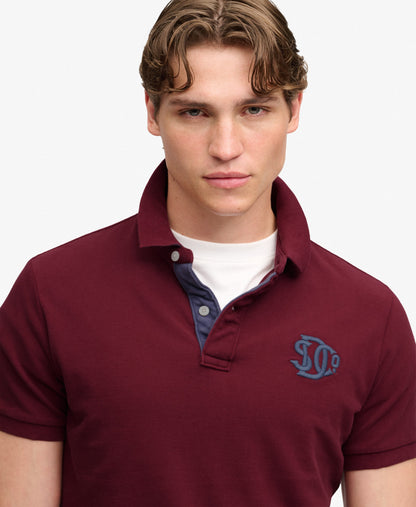 Superdry Pique Monogram Polo Shirt - Port Burgundy