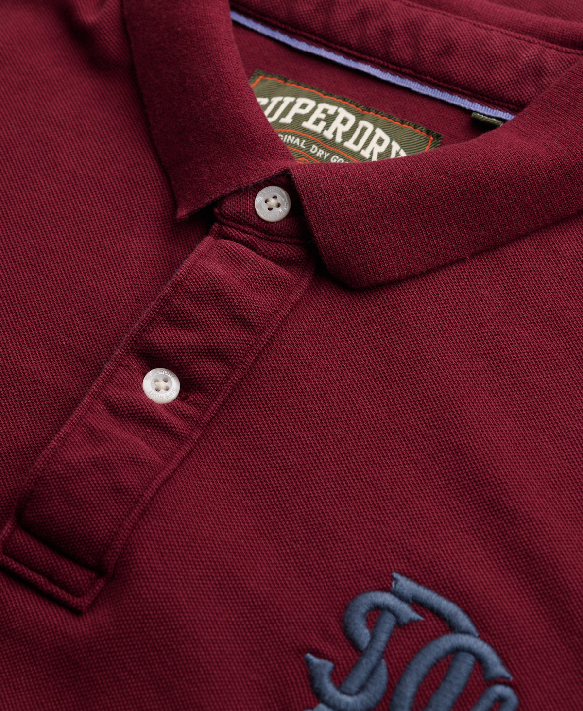 Superdry Pique Monogram Polo Shirt - Port Burgundy