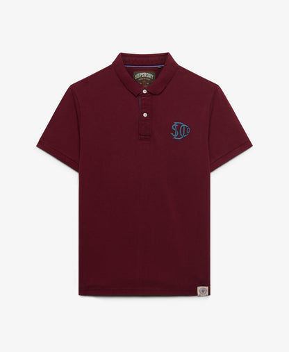 Superdry Pique Monogram Polo Shirt - Port Burgundy
