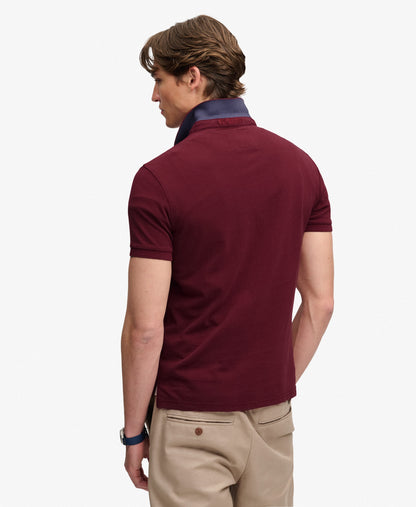 Superdry Pique Monogram Polo Shirt - Port Burgundy