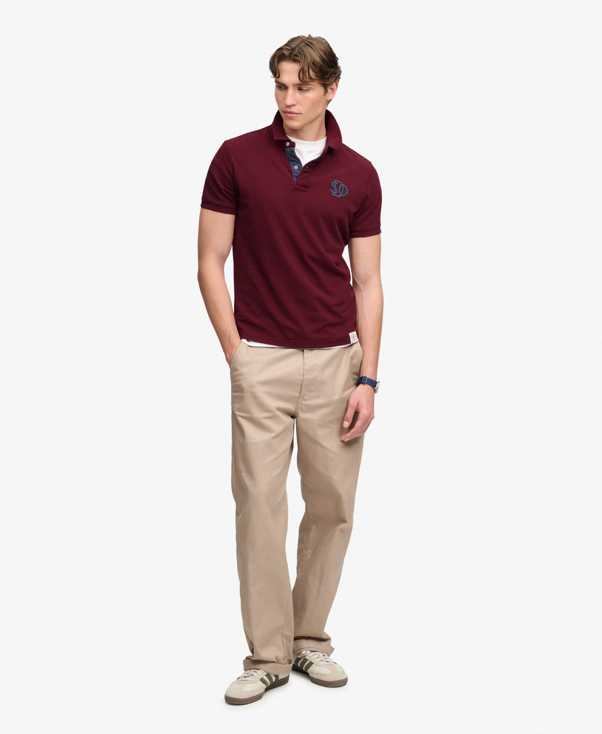 Superdry Pique Monogram Polo Shirt - Port Burgundy