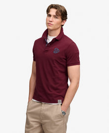 Superdry Pique Monogram Polo Shirt - Port Burgundy