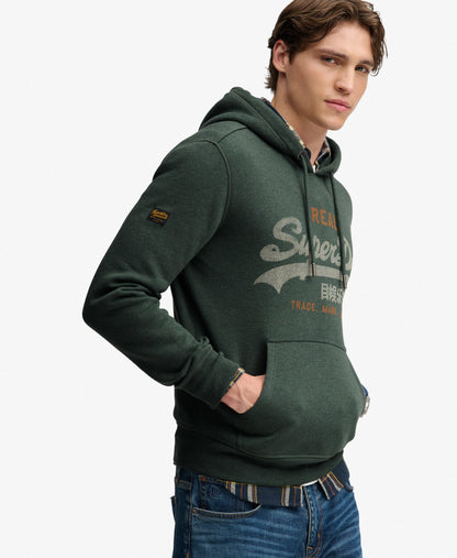 Superdry Vintage Logo Heritage Relaxed Hoodie - Denver Green Marl