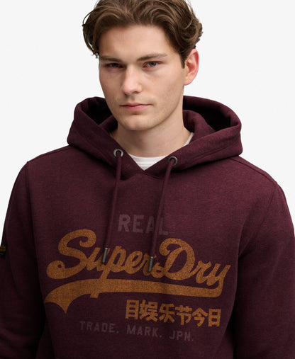 Superdry Vintage Logo Heritage Relaxed Hoodie - Tawny Port Red