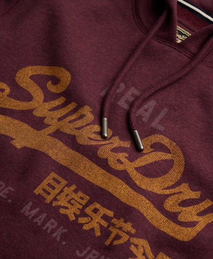 Superdry Vintage Logo Heritage Relaxed Hoodie - Tawny Port Red