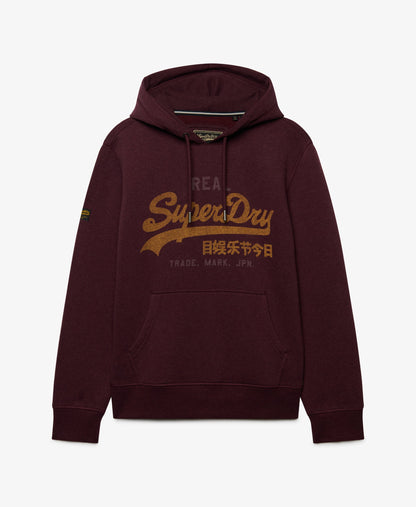 Superdry Vintage Logo Heritage Relaxed Hoodie - Tawny Port Red