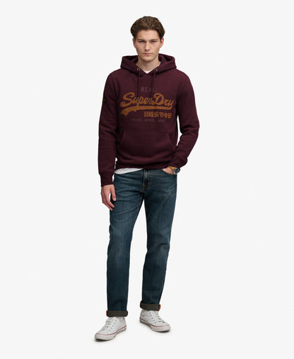 Superdry Vintage Logo Heritage Relaxed Hoodie - Tawny Port Red