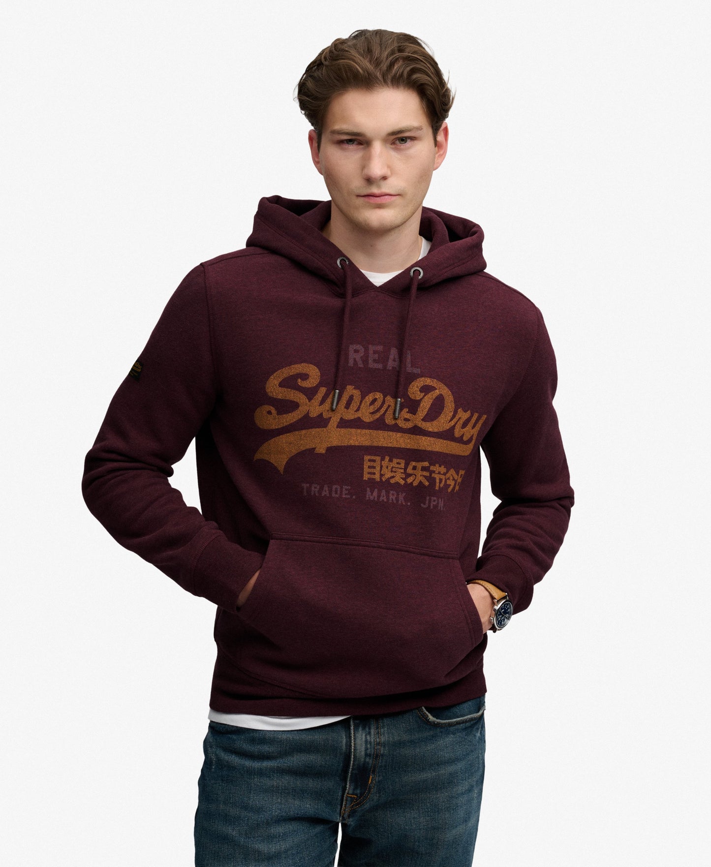 Superdry Vintage Logo Heritage Relaxed Hoodie - Tawny Port Red