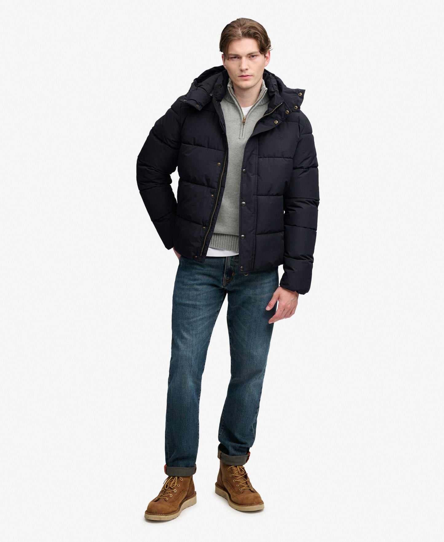 Superdry Premium Hood Puffer Jacket - Black