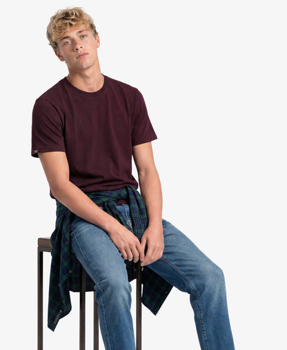 Superdry Essential Serif Logo Embroidered T-Shirt - Tawny Port/Marl Port