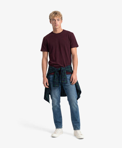 Superdry Essential Serif Logo Embroidered T-Shirt - Tawny Port/Marl Port