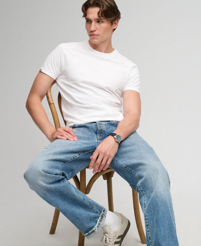 Superdry Essential Serif Logo Embroidered T-Shirt - Optic/White