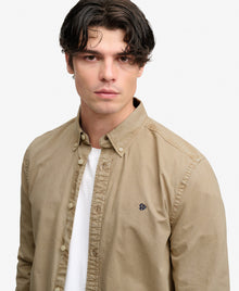 Superdry Garment Dyed Long Sleeve Shirt - Tumbled Tan