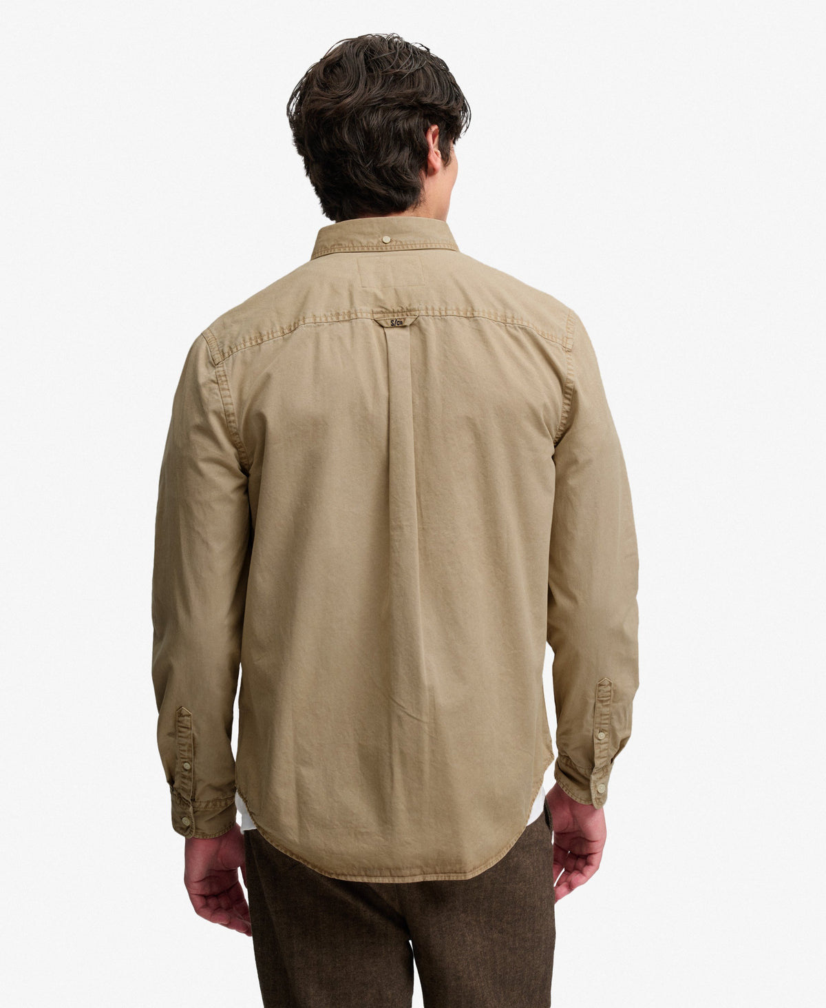 Superdry Garment Dyed Long Sleeve Shirt - Tumbled Tan
