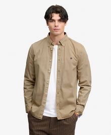 Superdry Garment Dyed Long Sleeve Shirt - Tumbled Tan
