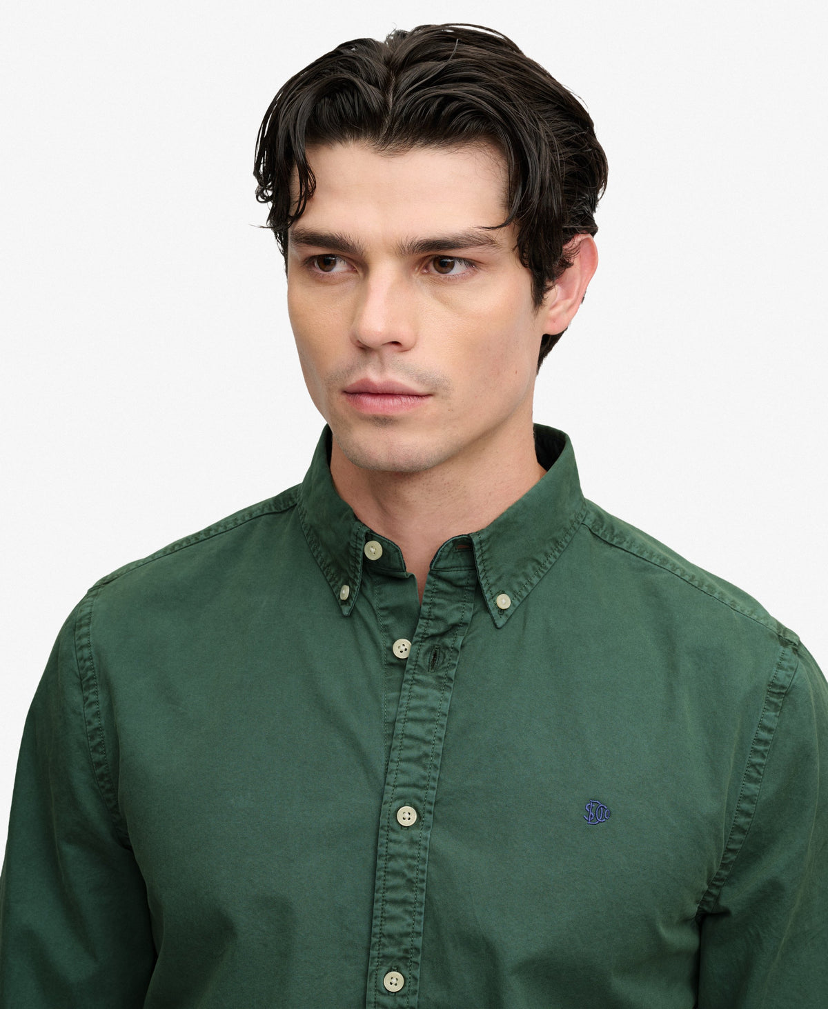 Superdry Garment Dyed Long Sleeve Shirt - Tumbled Green