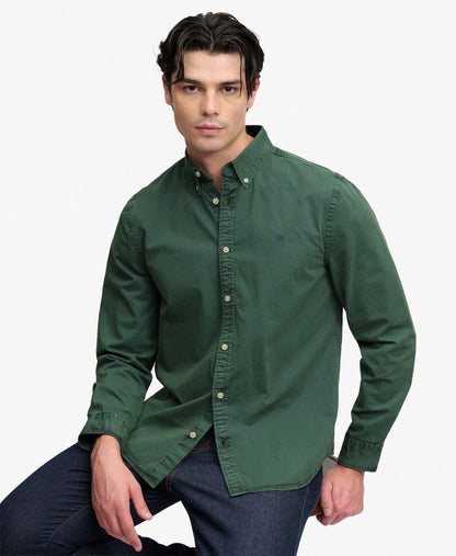 Superdry Garment Dyed Long Sleeve Shirt - Tumbled Green