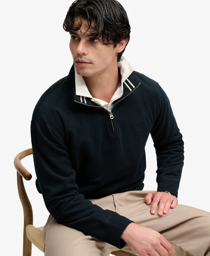 Superdry Essential Serif Logo Half Zip Sweater - Dark Navy