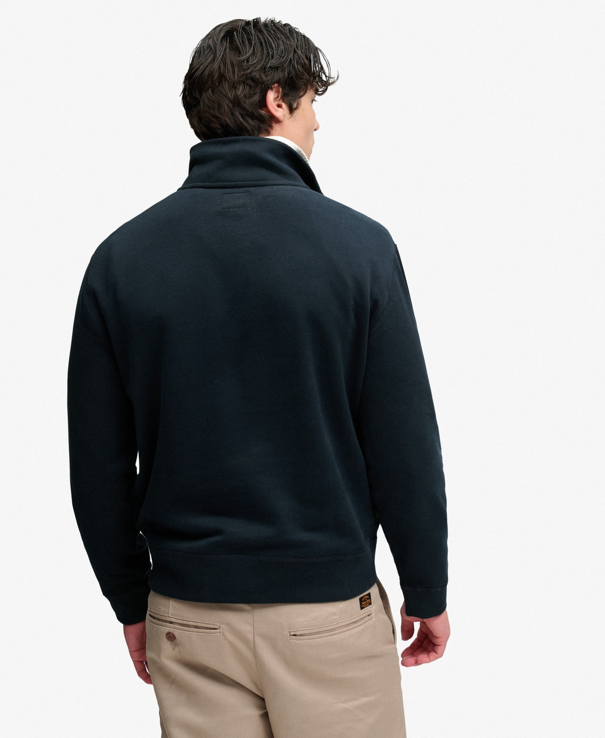 Superdry Essential Serif Logo Half Zip Sweater - Dark Navy