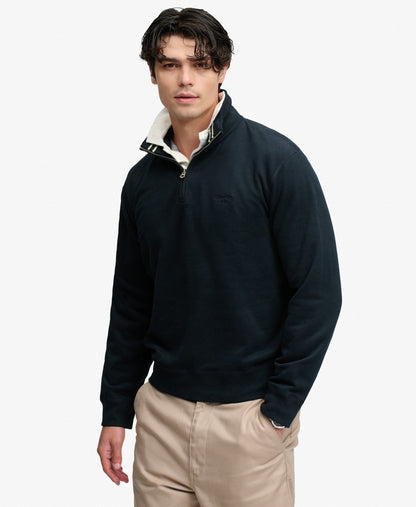Superdry Essential Serif Logo Half Zip Sweater - Dark Navy