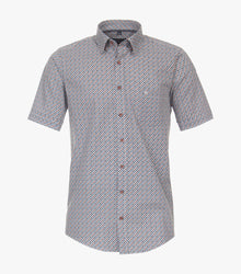 Casa Moda Diamond Print Short Sleeve Shirt - Orange