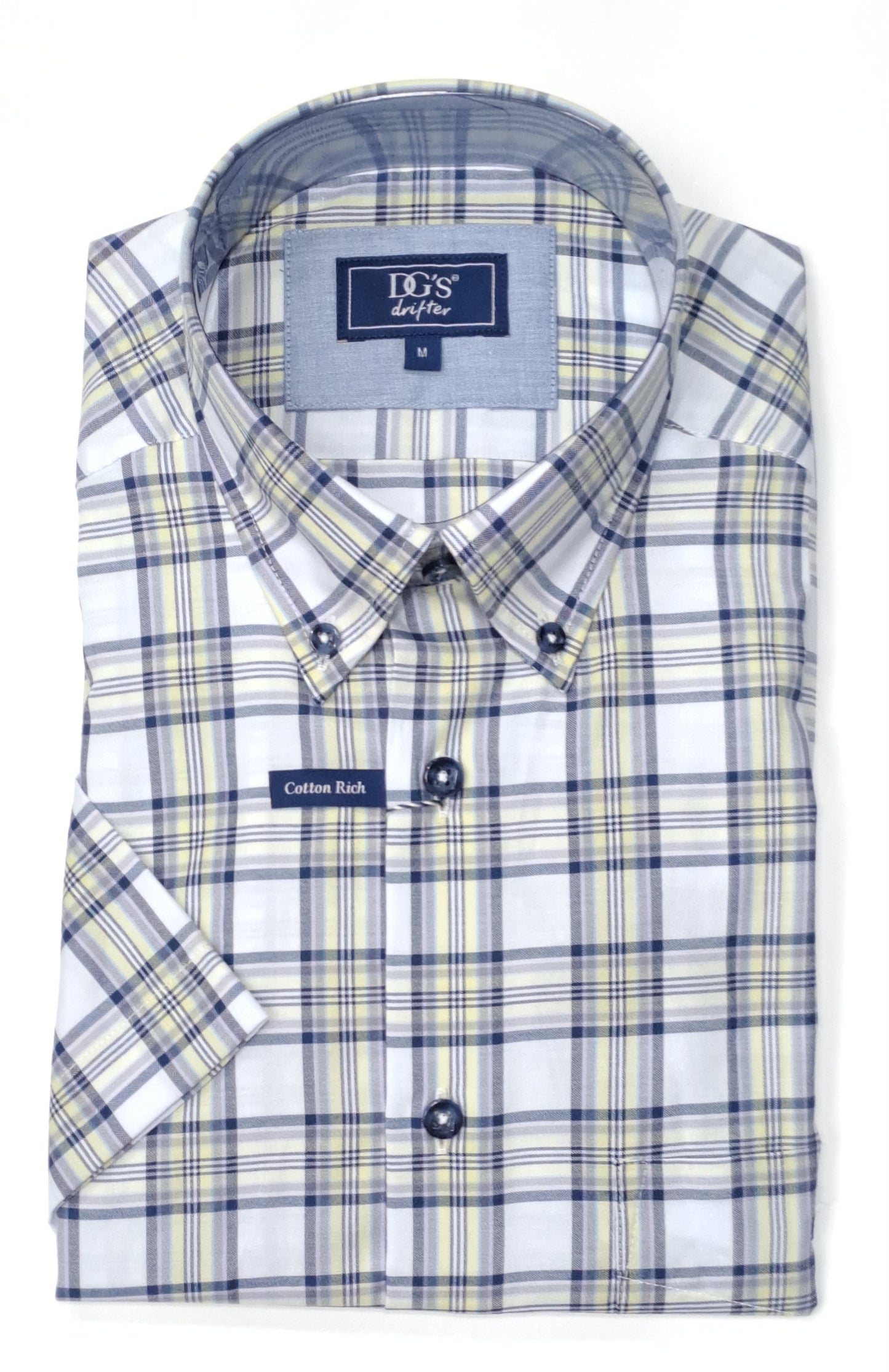 Daniel Grahame Checkered Short Sleeve Casual Shirt - Yellow/White