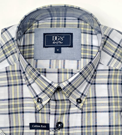 Daniel Grahame Checkered Short Sleeve Casual Shirt - Yellow/White
