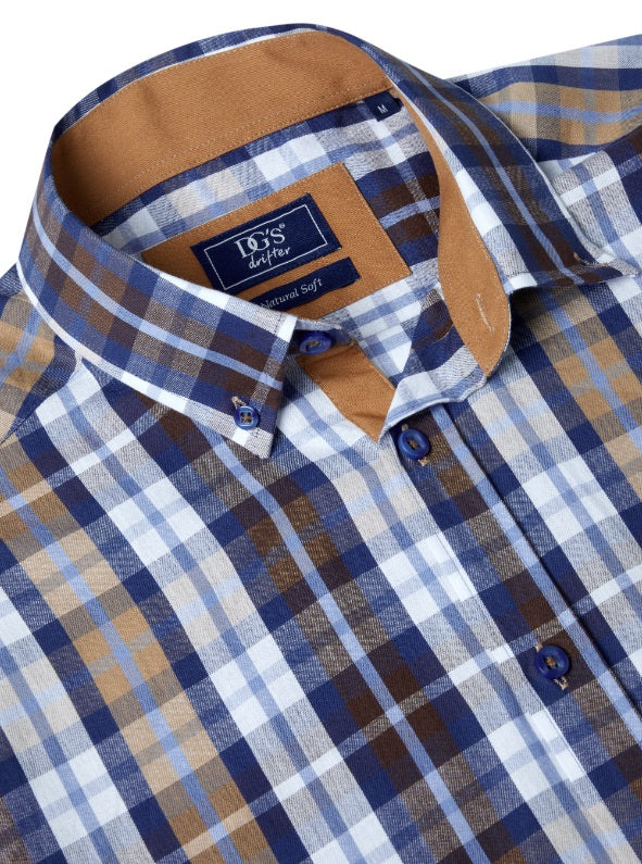 Daniel Grahame Geneva Long Sleeve Casual Check Shirt 45 - Blue