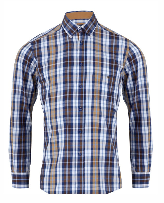 Daniel Grahame Geneva Long Sleeve Casual Check Shirt 45 - Blue