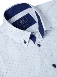 Daniel Grahame Diamond Print Long Sleeve Casual Shirt 12 - White/Blue
